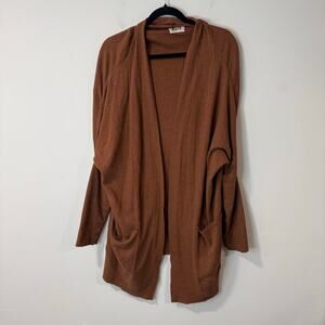 Pact Women's Airplane Cardigan Sweater Orange Brown L/XL Cotton Lounge Casual